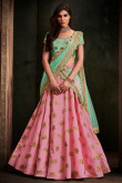 Pink with Green Georgette Lehenga with Georgette Choli