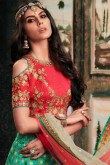 Red with Green Georgette Lehenga with Georgette Choli