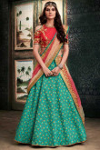 Red with Green Georgette Lehenga with Georgette Choli