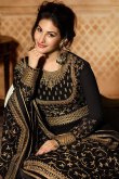 Resham Embroidered Georgette Black Wedding Anarkali Suit