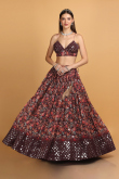 Lehenga for Wedding Wear in Georgette Wine Maroon with Resham Work
