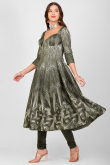 Noor Olive Green Anarkali Suit with Gota Patti Embroidery