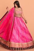 Pink Kota Doria Bandhej Print Flared Style Lehenga