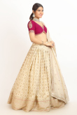 Silk Cream Beige Embroidered Flared Lehenga 