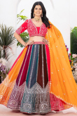 Multi color Georgette Lehenga With Sequins For Diwali
