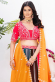 Multi color Georgette Lehenga With Sequins For Diwali