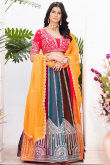 Multi color Georgette Lehenga With Sequins For Diwali