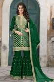 Resham Embroidered Art Silk Green Patiala Suits