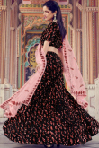 Dark Black Lycra Embroidered Lehenga