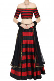 Red And Black Banglori Silk Lehenga With Banglori Silk Choli