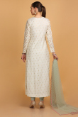 Embroidered Silk Cream Churidar Suit for Wedding & Party