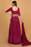 Magenta Pink Georgette Embroidered Wedding Lehenga