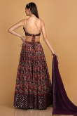 Lehenga for Wedding Wear in Georgette Wine Maroon with Resham Work
