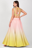 Pastel Pink Printed Silk Organza Flared Style Lehenga 