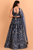 Georgette Prussian Blue Zari Embroidered Flared Lehenga 