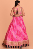 Pink Kota Doria Bandhej Print Flared Style Lehenga