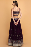 Georgette Dark Purple Thread Embroidered Lehenga for Wedding & Party