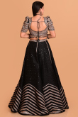 Black Silk Panelled Lehenga with Puff Sleeve Blous