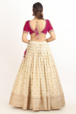 Silk Cream Beige Embroidered Flared Lehenga 