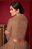 Embroidered Net Light Brown Panelled Style Lehenga 