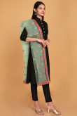 Mint Green Zari Embroidered Net Dupatta