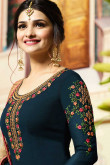 Peacock Green Georgette Embroidered Churidar suit