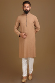 Dusty Brown Cotton Rayon Polka Dot Kurta Pajama