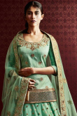 Pista Green Net Lehenga With Bhagalpuri Choli For Wedding