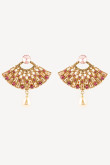 Indian Traditional Pink And Gold Earrings With Pearl Pendant