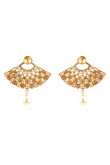 Traditional Indian Gold Earrings With Beaded Pendant