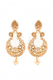 Indian Ethnic Earrings In Gold With Pearl Pendant