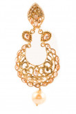 Indian Ethnic Earrings In Gold With Pearl Pendant