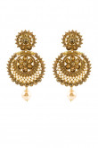 Long Golden Ethnic Earrings With Hanging Pearl