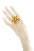 Indian Golden alloy Floral designed ring with a pretty encrusted Pearl