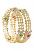 Ethnic Two tone colored crystal gold plated bangles