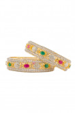 Indian Gold-Toned Bangles with Red and Green stones embellishment