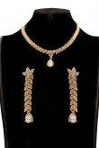 Indian traditional floral necklace with linear shaped earrings