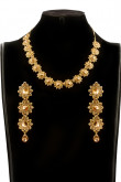 Indian traditional floral necklace set with encrusted yellow crystals