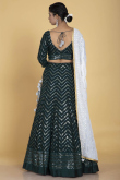 Georgette Lehenga with Sequins Work in Dark Green for Wedding 