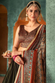 A Line Army Green Silk Lehenga