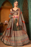 A Line Army Green Silk Lehenga