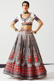 A Line Printed Chinnon Lehenga In Off White