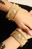 Alloy Gold Plated Meenakari Traditional Kada