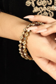 Alloy Gold-Pleated Stone-Studded Traditional Bangles