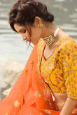 Amber Orange Silk Lehenga with Silk Choli
