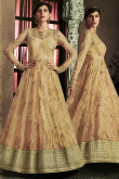 Attractive Orange Net Anarkali Suit With Resham Work