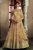 Attractive Orange Net Anarkali Suit With Resham Work