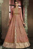 Dazzling Silk Anarkali Suit In Rust Color With Resham Embroidered