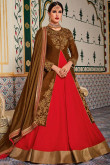 Exclusive Brown Velvet Anarkali Suit With Dupatta