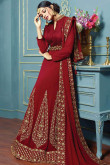 Luxurious Barn Red Georgette Anarkali suit With Resham Work